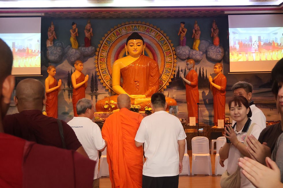 Chief Reverend paying respects at the altar at Ti-Ratana Vihara, Klang, during Wesak 2026